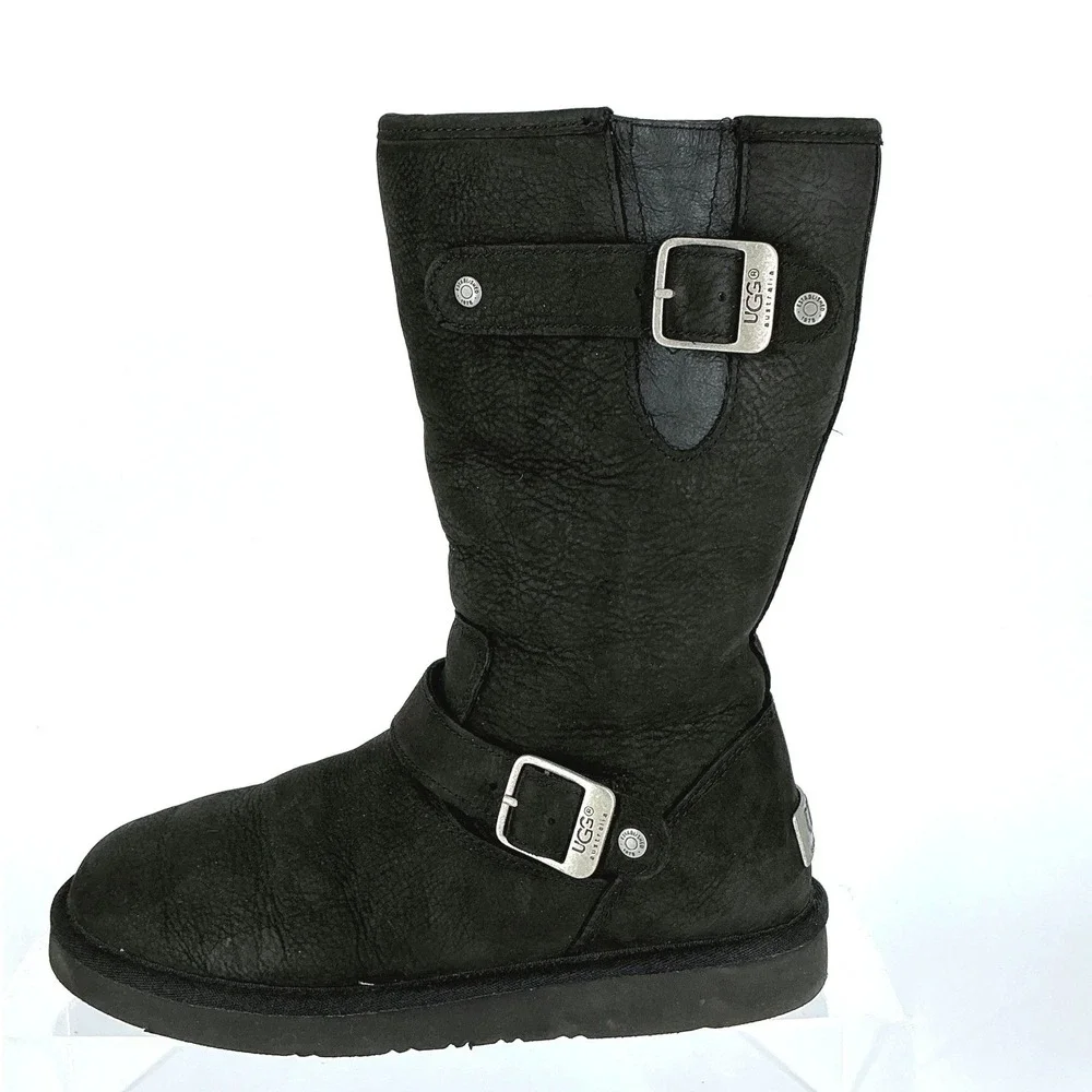 UGG‎ Australia Size 6 Black Sutter Kensington Moto Boots Water-resistant leather