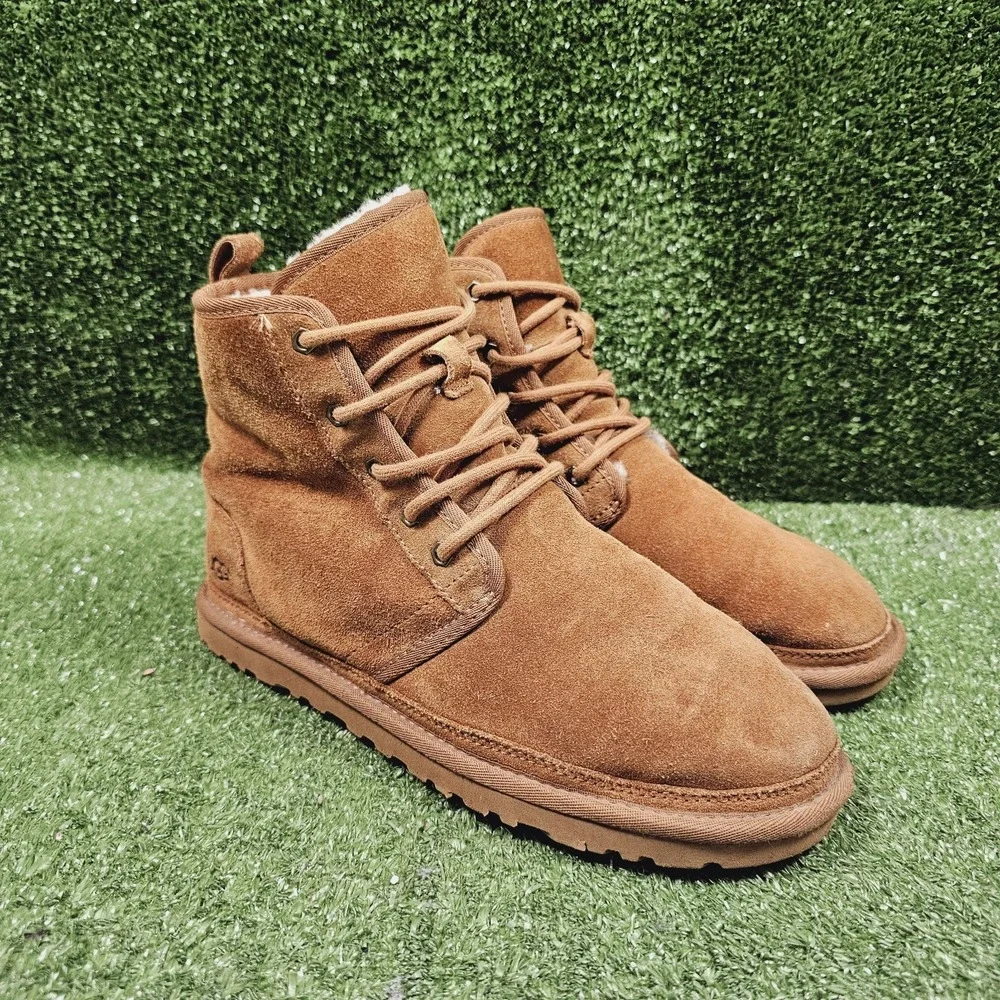 UGG Harkley 1016472 Brown‎ Suede Wool Lined Ankle Comfort Boots Mens Size 9