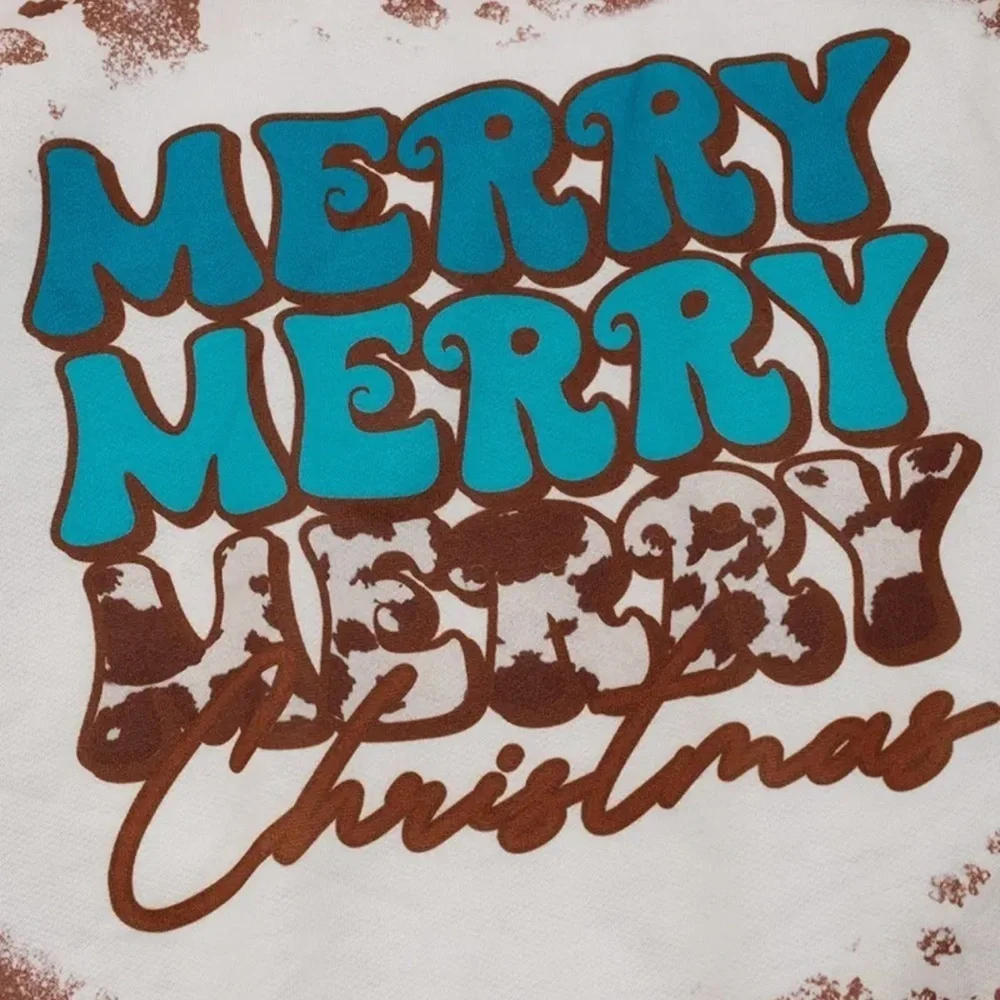 Merry, merry, merry Christmas Brown cow long sleeve sweatshirt. NWOT