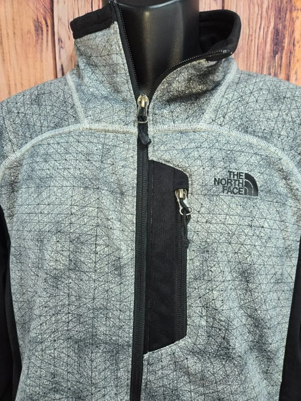 The North Face Gray Black Full Zip Fleece Jacket Medium