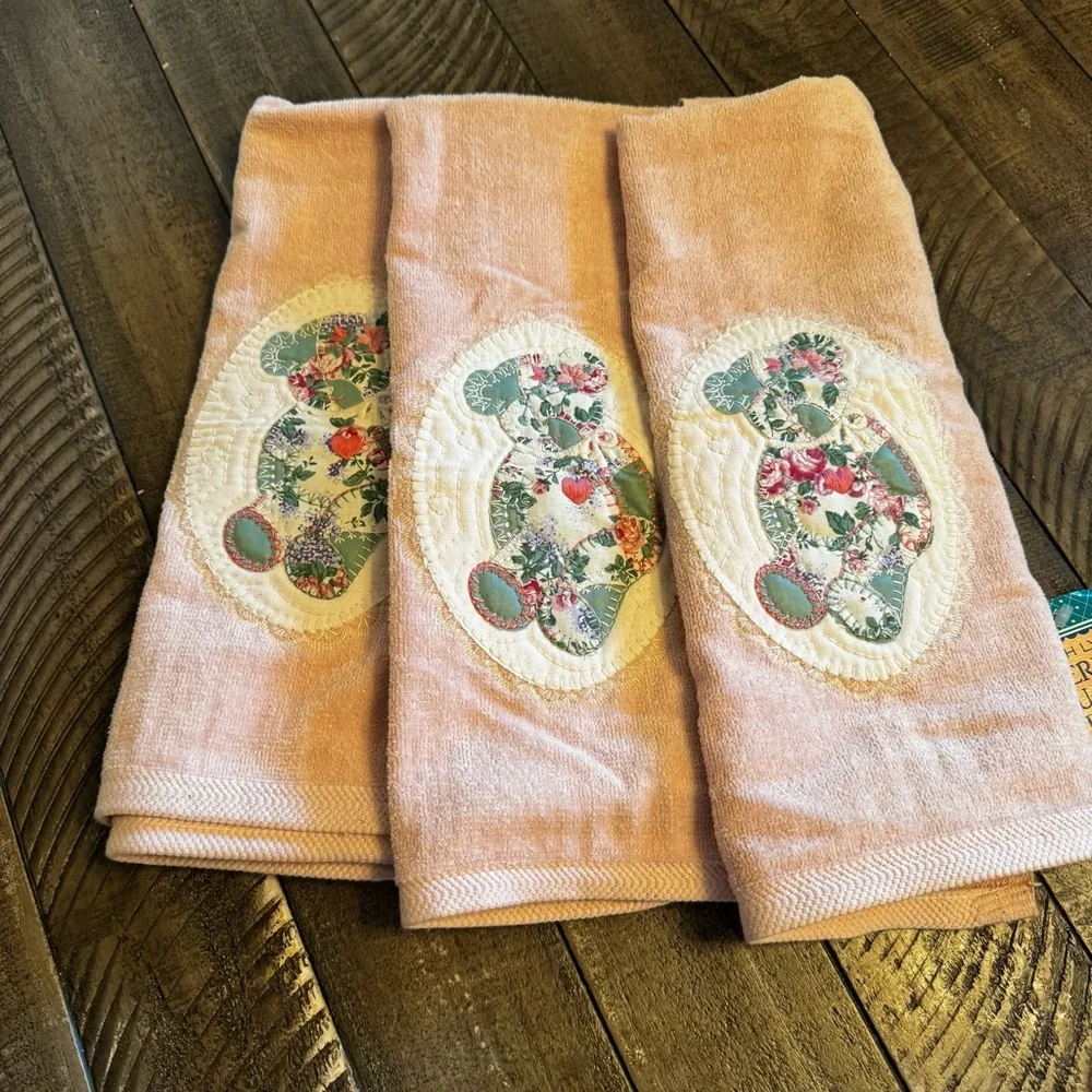 Vintage Sarah Lynn's American Country Inns Towels Bears Applique Set Of 3 ‎ New