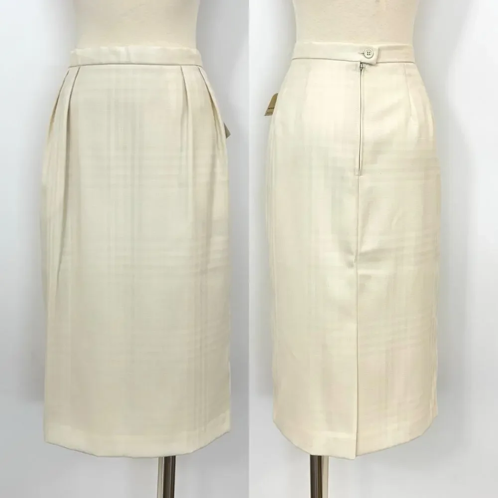 Christian Dior Suit 2pc Double Breasted Blazer and Skirt Cream 12 Vtg w/ Tags