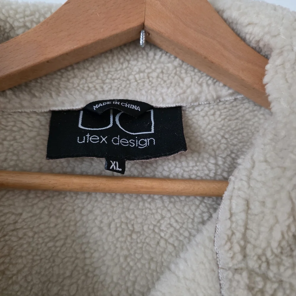 Y2k Utex Design Faux Suede Sherpa Lined Coat Womens XL Cream Tan Western Chic