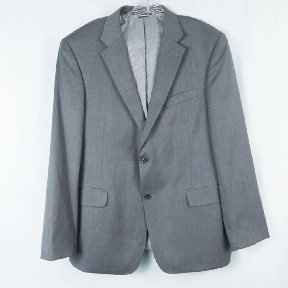 Tommy Hilfiger Wool Blend Blazer Mens 44R Gray Two Button Single‎ Breasted