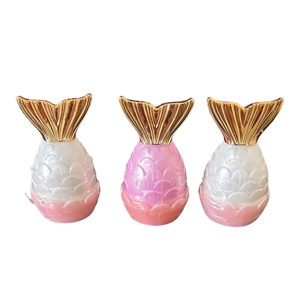 White and Pink Mermaid Lipglosses with Gold Tail - Set of 3 New Sealed