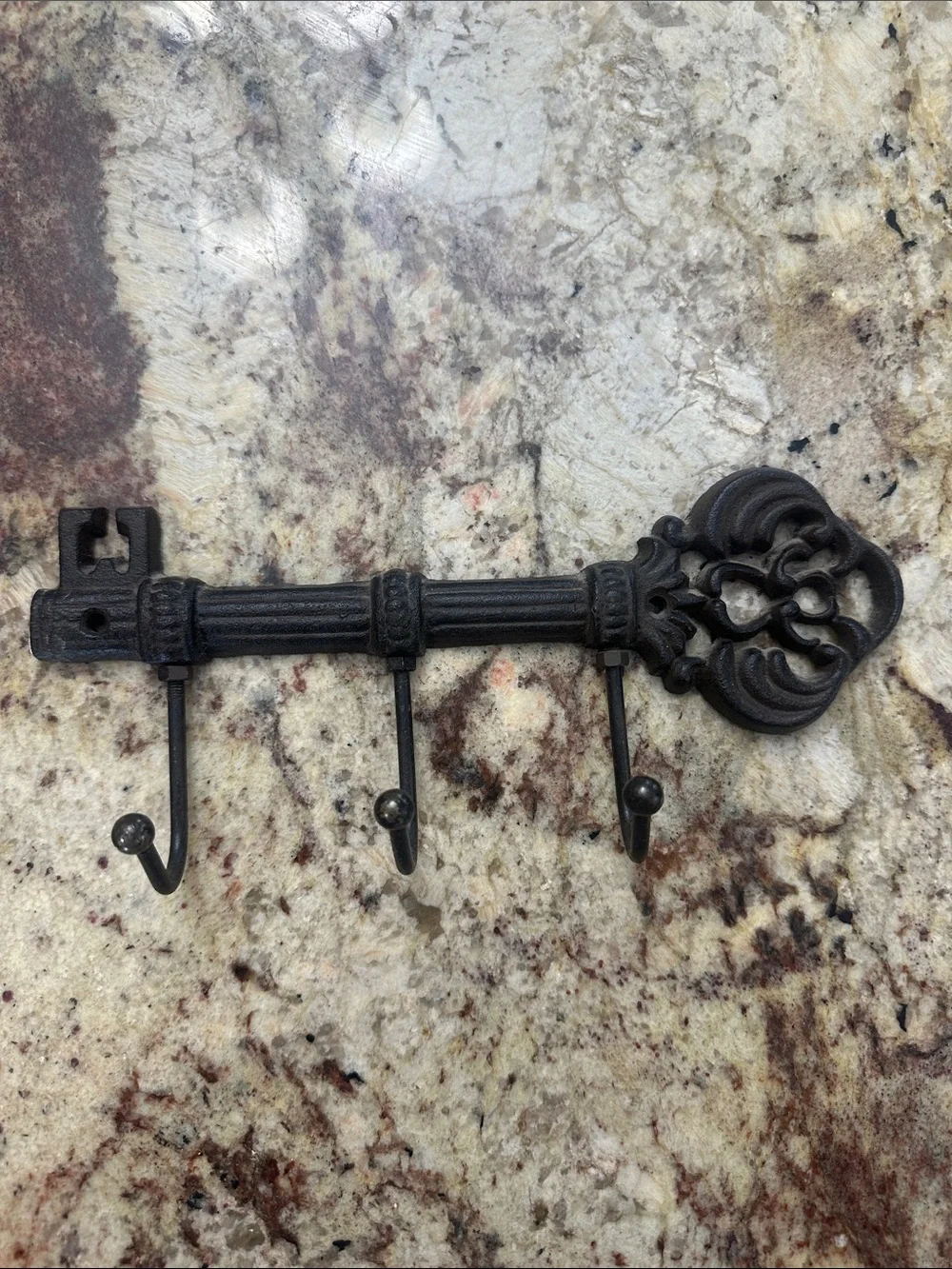 Iron Key-Shaped Wall Hook Rack in Black