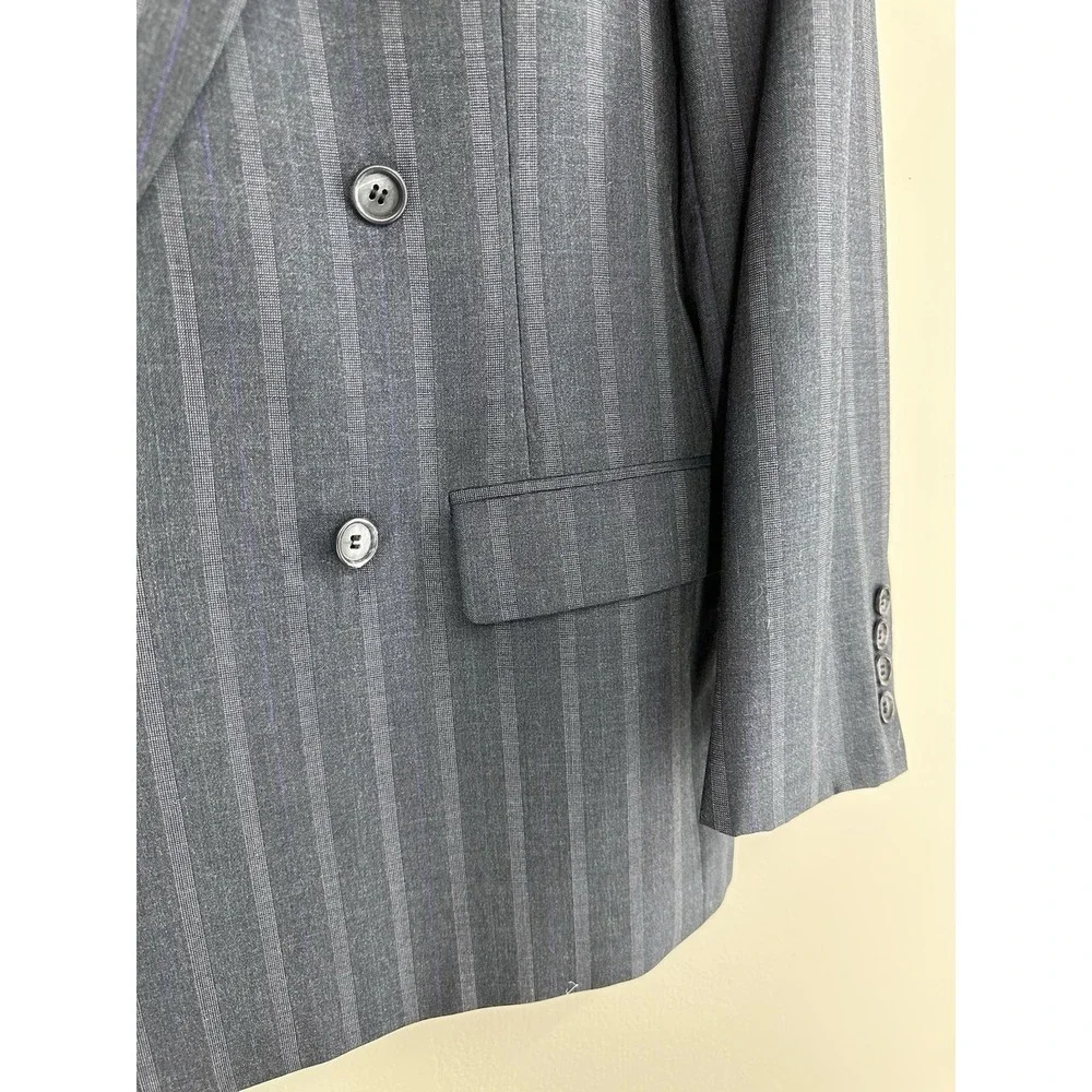 VTG 80s Alexander Julian SIZE 42R Pinstripe Navy Double Breasted 100% Wool USA