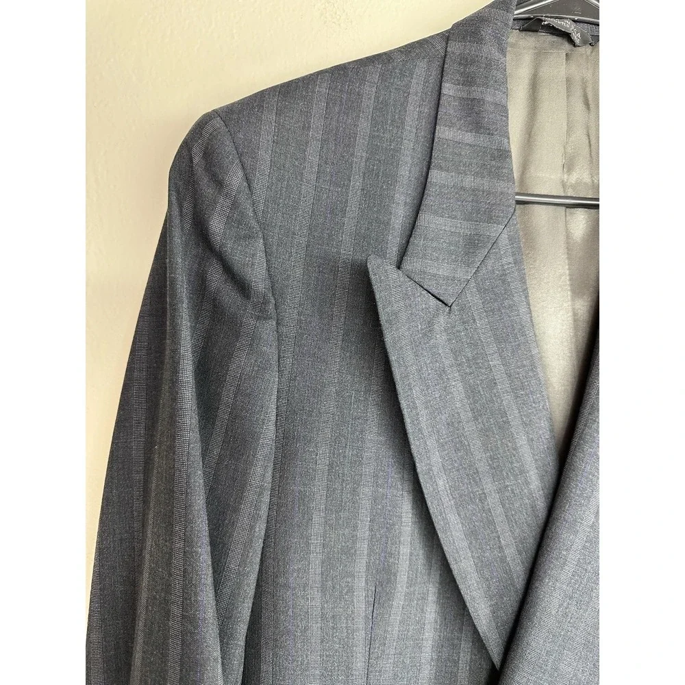 VTG 80s Alexander Julian SIZE 42R Pinstripe Navy Double Breasted 100% Wool USA