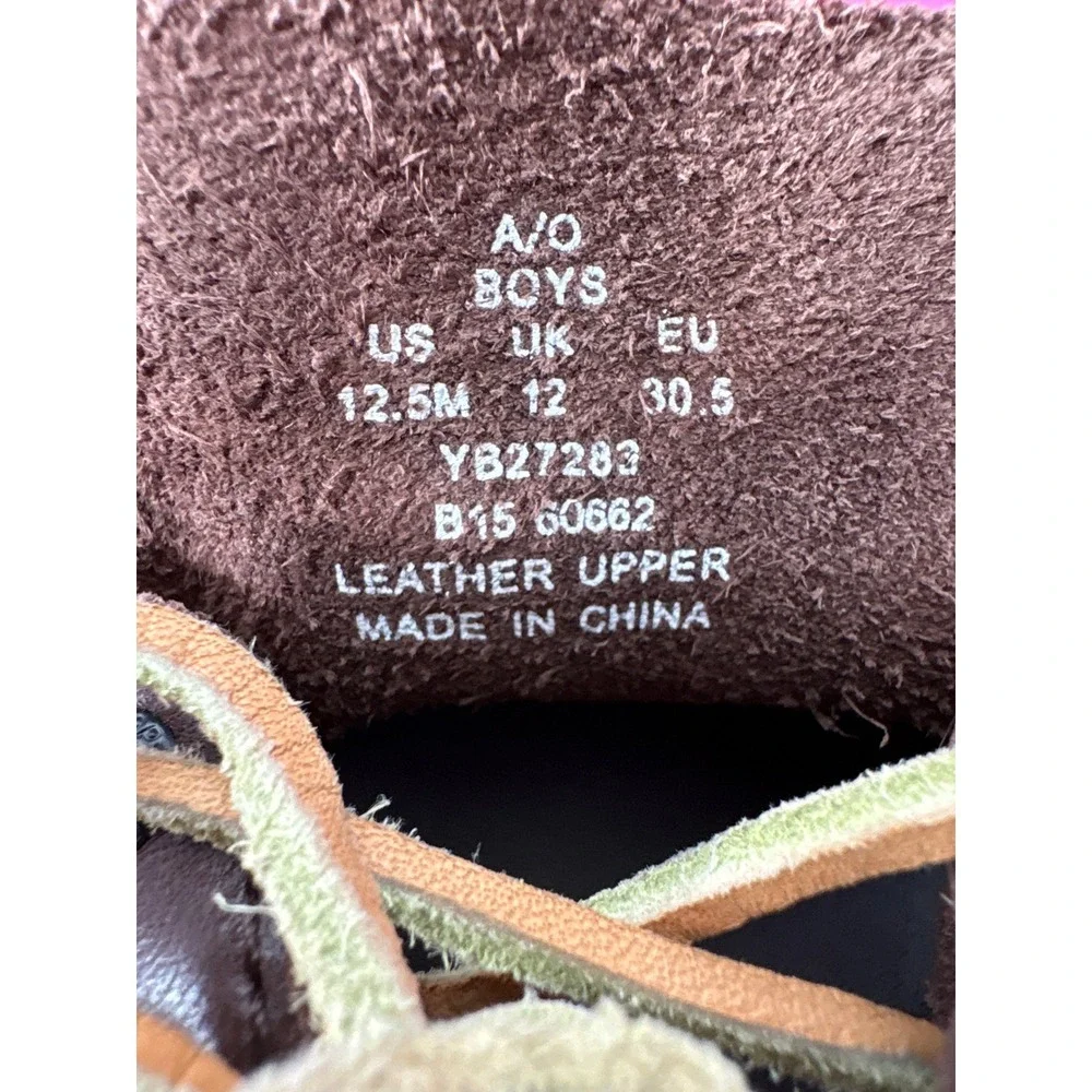 Sperry Boys Authentic Original Brown Leather Boat Shoes 12.5M Preppy Nautical