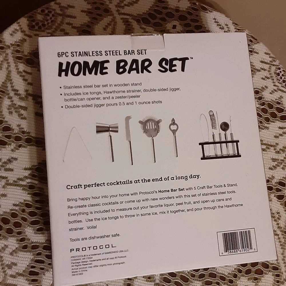 Protocol Stainless Steel Home Bar Set in Wooden Stand
