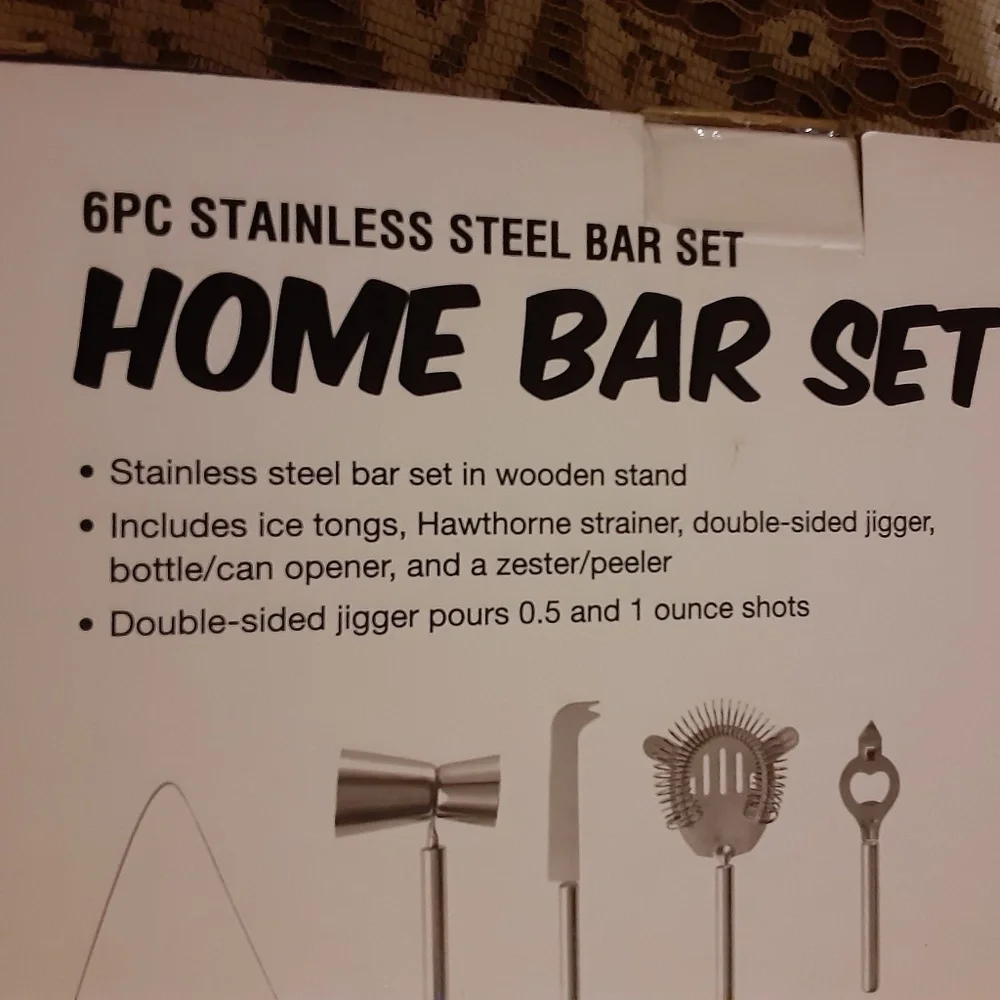 Protocol Stainless Steel Home Bar Set in Wooden Stand