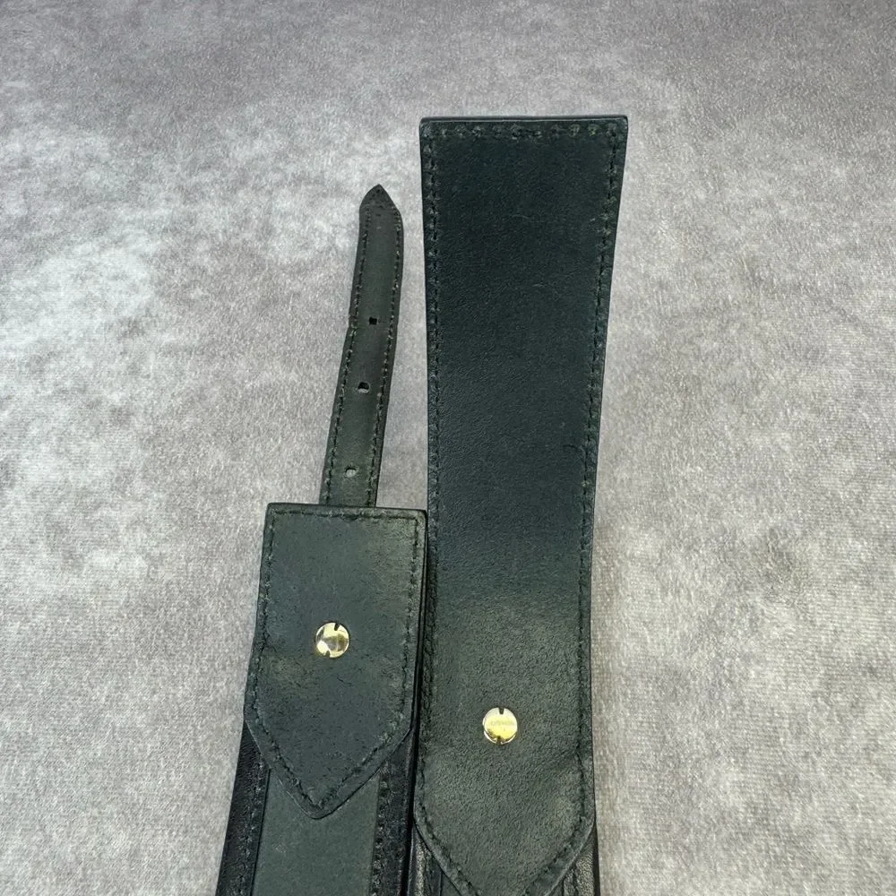 Vintage Gucci Grommet Black Leather Wide Belt 144195 85/34”