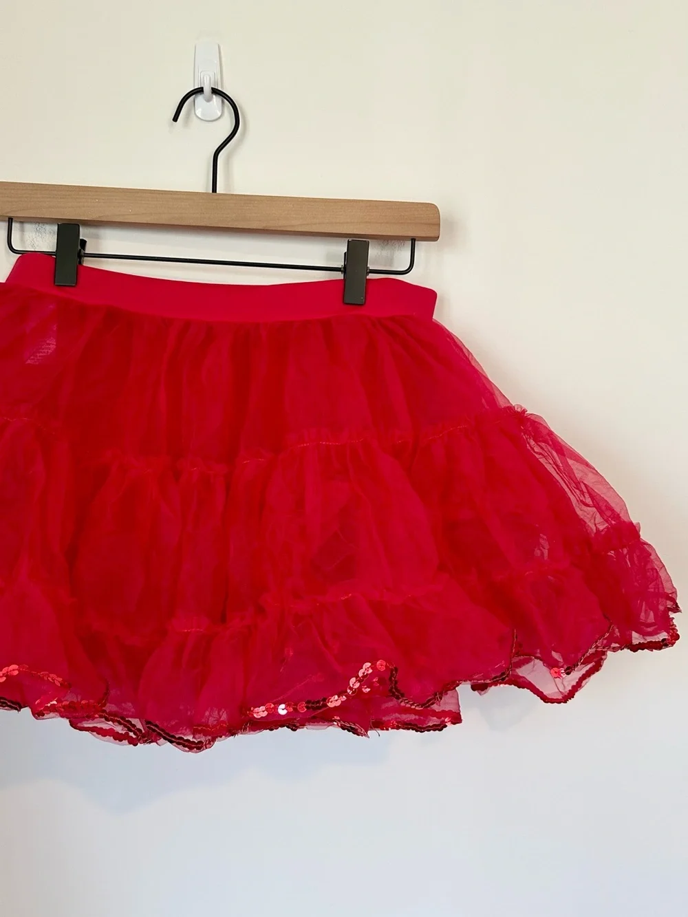 Weissman Red Tulle Dance Sequin Trim Tutu Skirt - Size: XLC