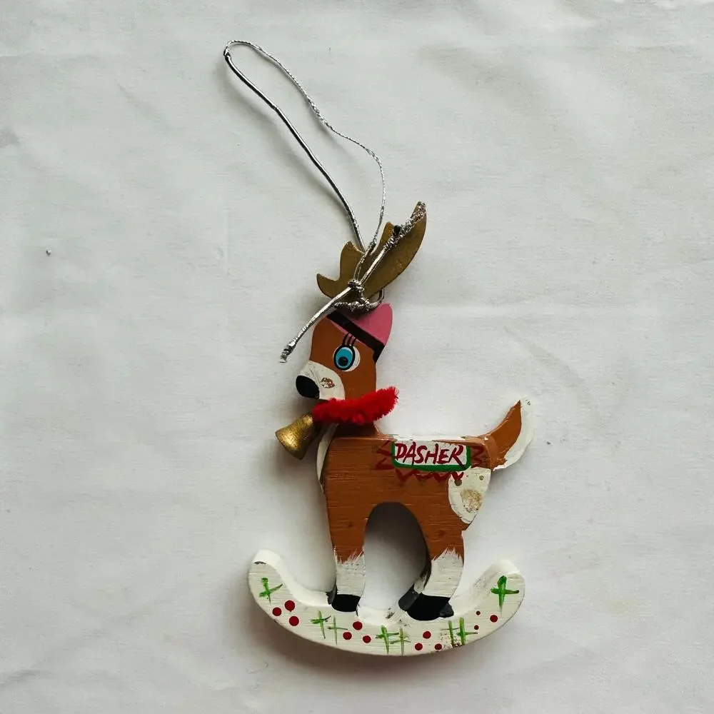 Vintage Hand Painted Santa's Reindeer 