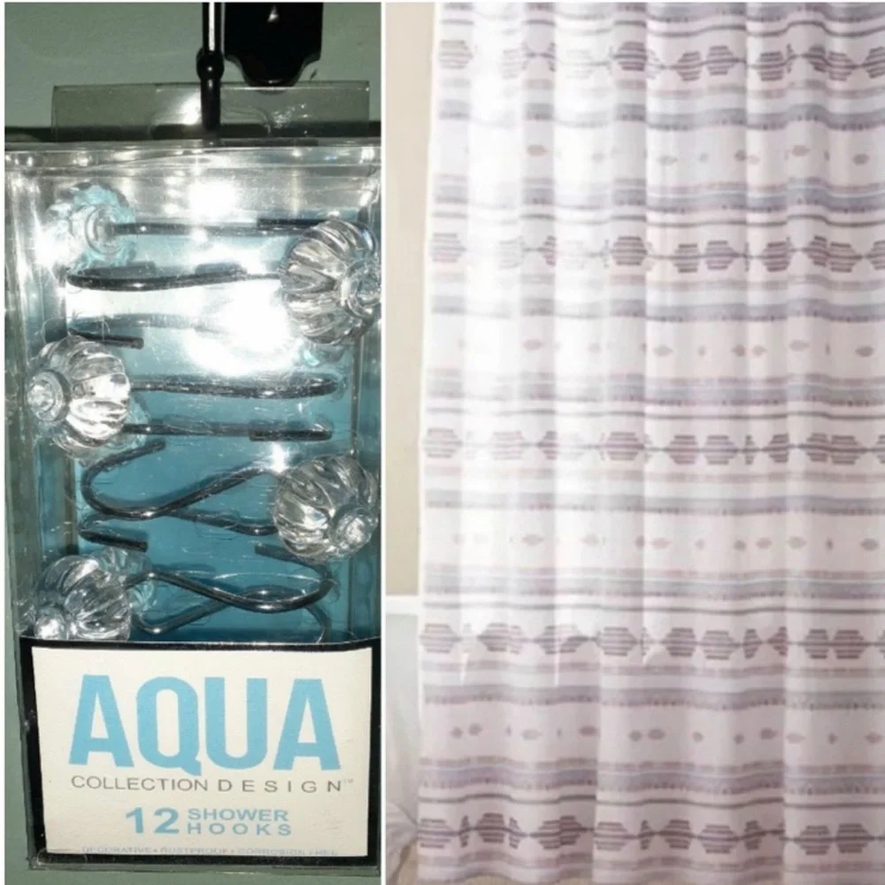 Wild Sage Chloe Clip Shower Curtain & clear shower curtain rings