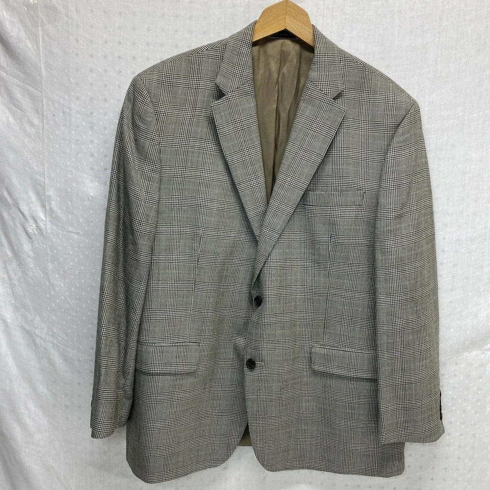 Lauren Ralph Lauren Blazer Men 46R Purple Tan Prince Edward Plaid‎ Silk Wool