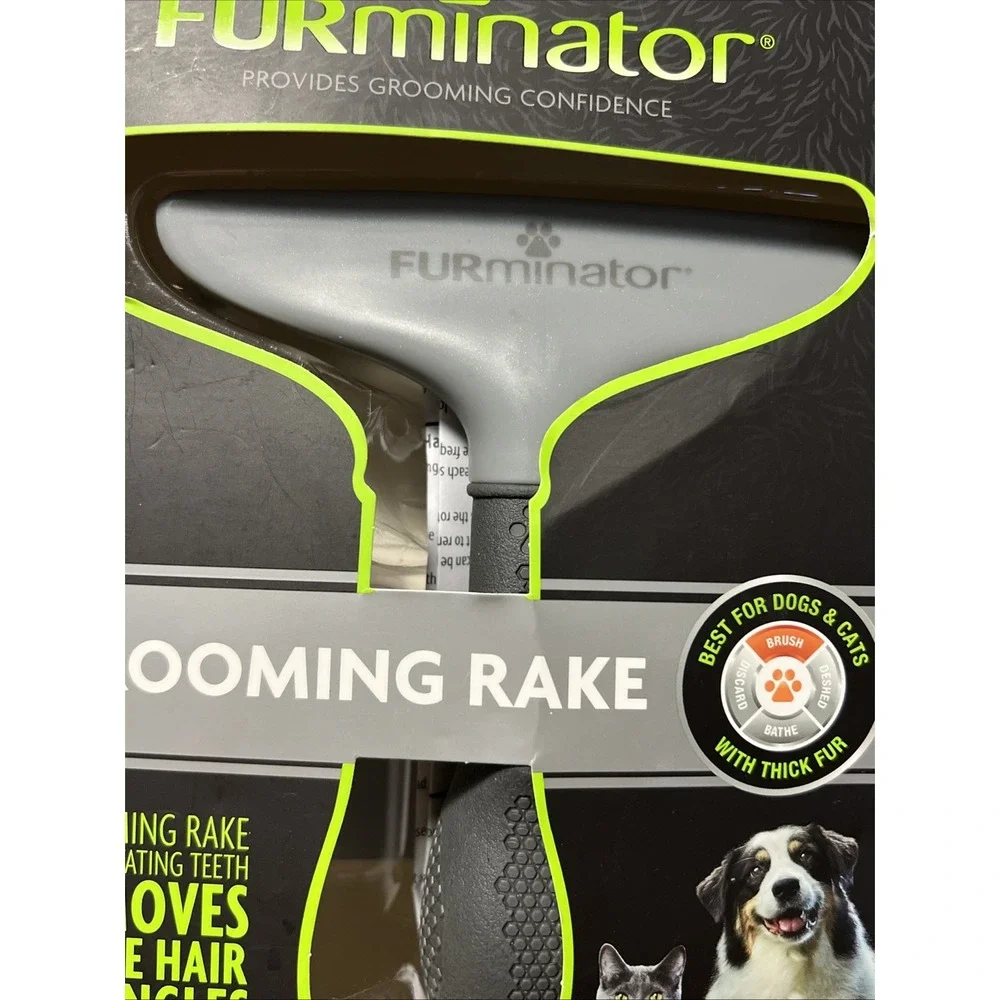 FURminator Daily‎ Grooming Rake w/Rotating Teeth Dogs & Cats w/Thick Fur, NEW