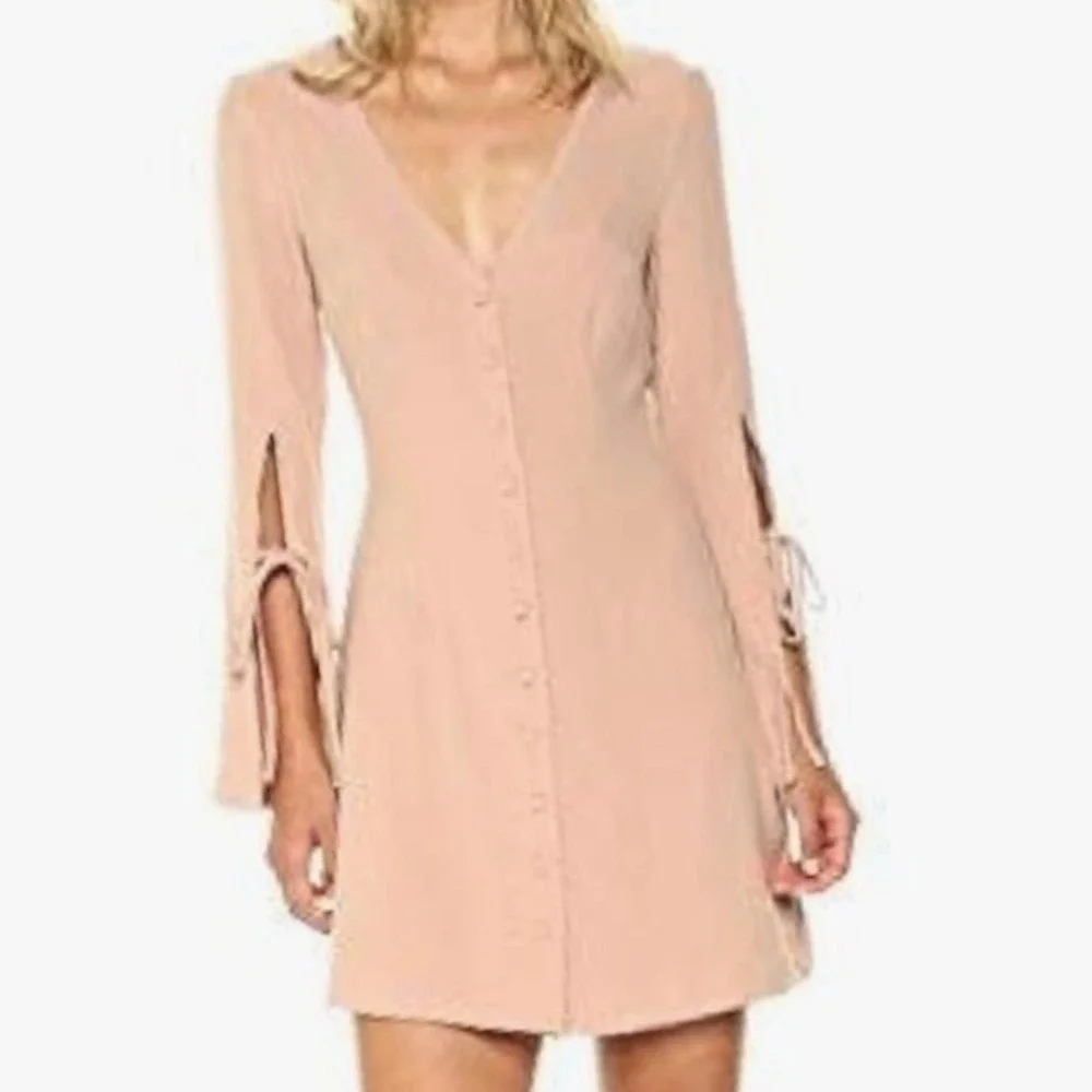 The Fifth Label beige Jeanne mini dress bell long sleeve button down‎ size small