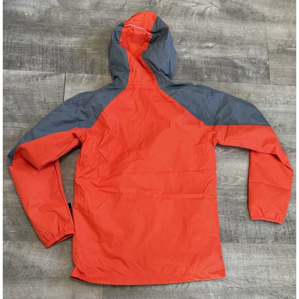 New Columbia Rain Jacket Youth XL‎ Orange Gray Water Wind Resistant Hooded Hood