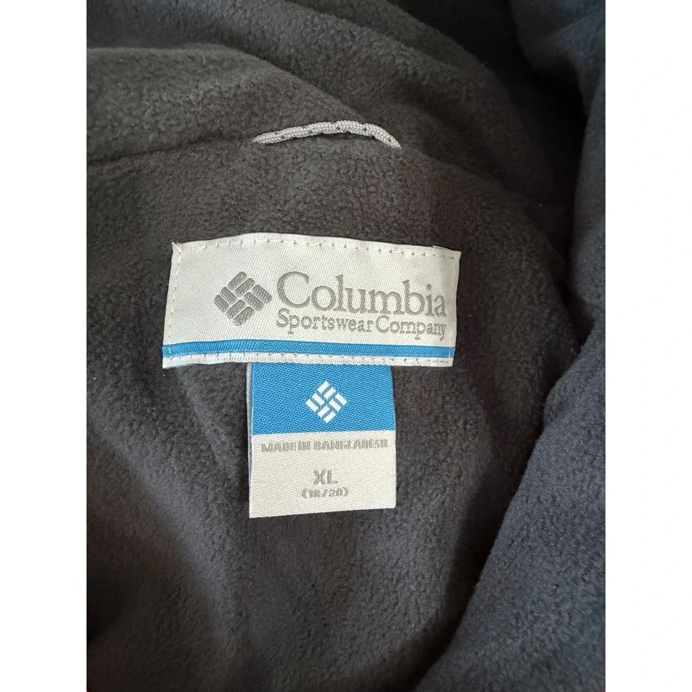 New Columbia Rain Jacket Youth XL‎ Orange Gray Water Wind Resistant Hooded Hood