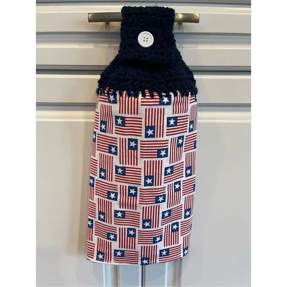 Crochet Top Kitchen Towel- American Flags