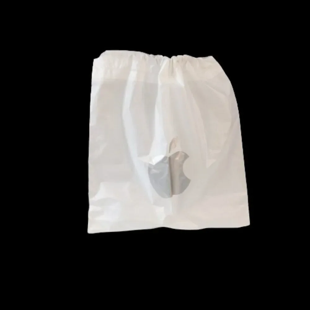 Genuine Apple Silver Logo Store Plastic Drawstring Bag