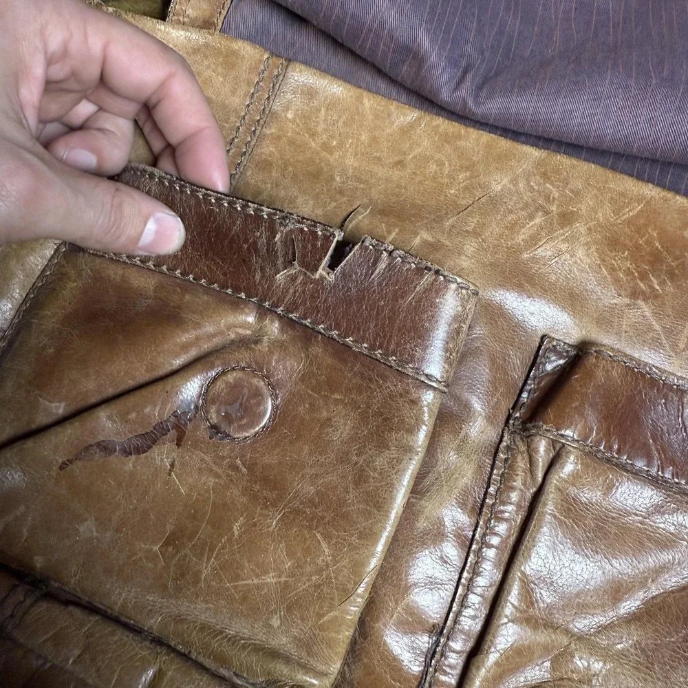 Fossil Vintage Brown Leather Messenger Bag Crossbody Laptop Satchel Mens Womens