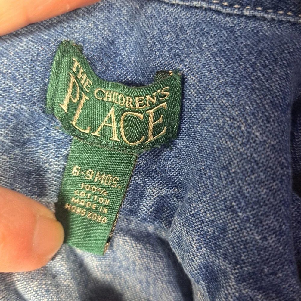 The Childrens Place Baby Denim Vest Blue 6-9 Months Retro Western Biker