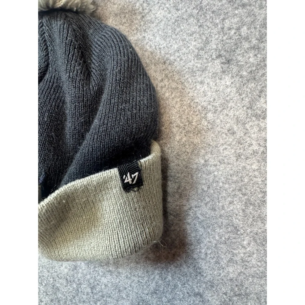 '47 Unisex Black Dallas Cowboys NFL Bam Bam Cuffed Pom Beanie Hat Mittens Set