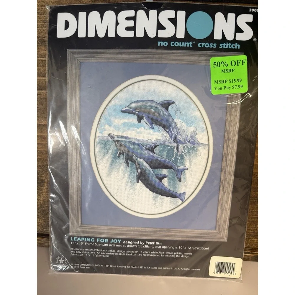 VTG by Dimensions Gallery cross‎ stitch Dolphins Designed By Peter Kull Sealed
