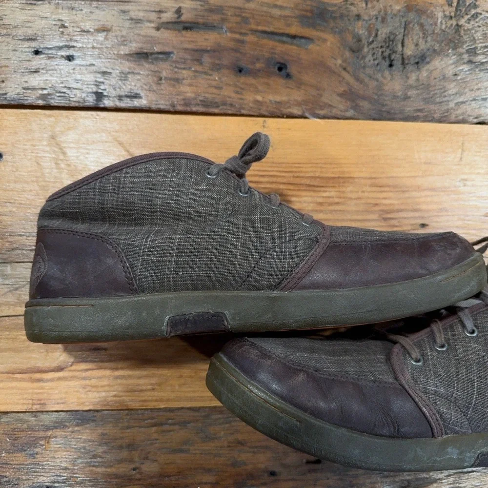 Olukai Mens Nana Hele Chukka Boots Size 11 Brown Leather Textile Stingray Detail
