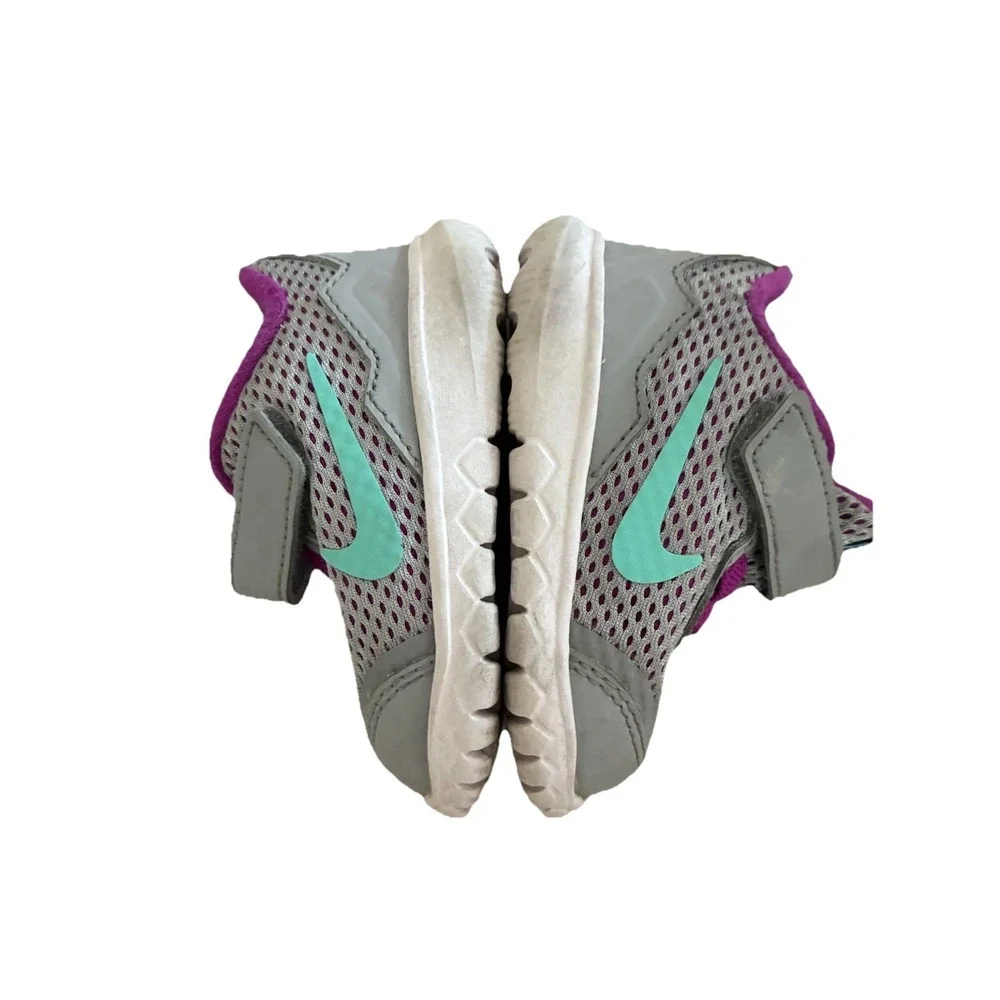 Nike Sneakers Kids 3C Gray Purple Baby Toddler Tennis Shoes Hook & Loop
