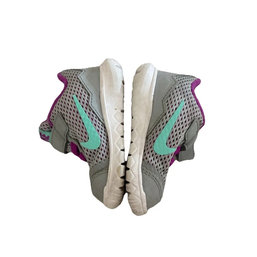 Nike Sneakers Kids 3C Gray Purple Baby Toddler Tennis Shoes Hook & Loop
