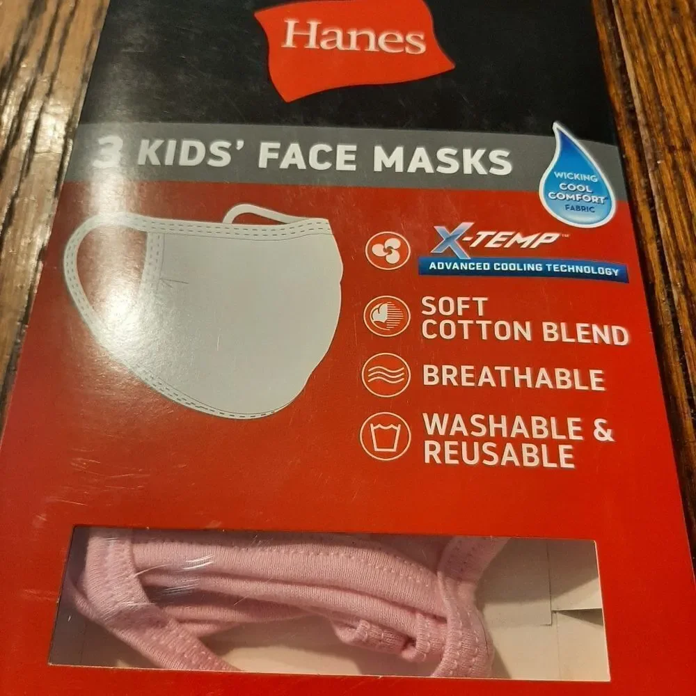 New NINE Hanes X-Temp Kids 5-12 Facemasks- 6 Pink 3 White Cooling Techno…