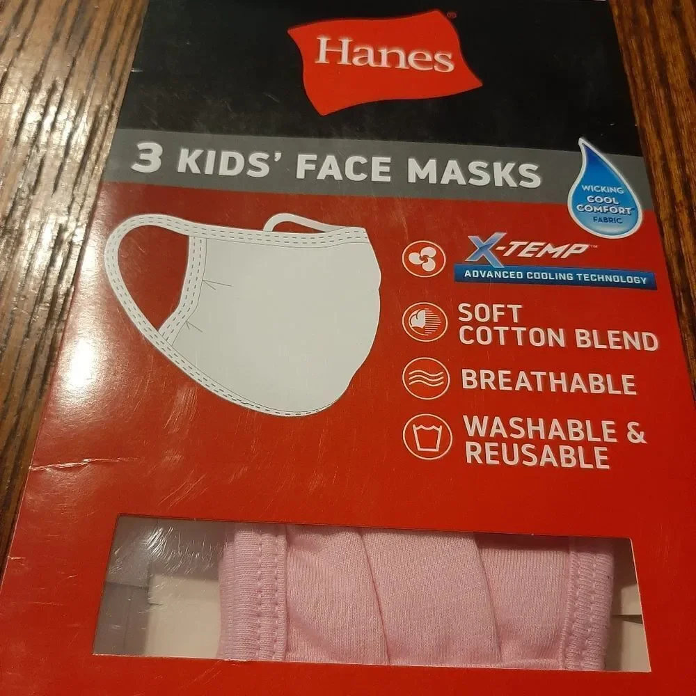 New NINE Hanes X-Temp Kids 5-12 Facemasks- 6 Pink 3 White Cooling Techno…