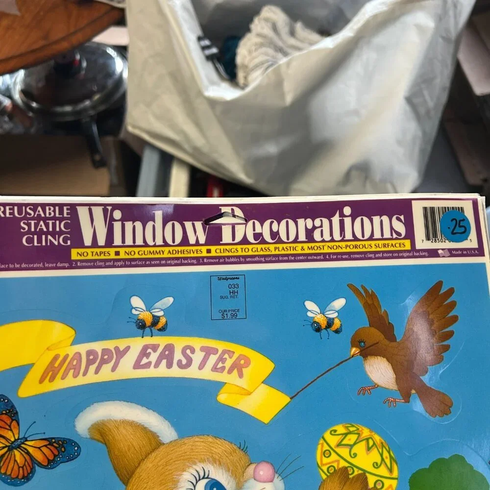 Vintage Easter Window Clings Lot of 7 Sheets Spring Vinyl Sticker