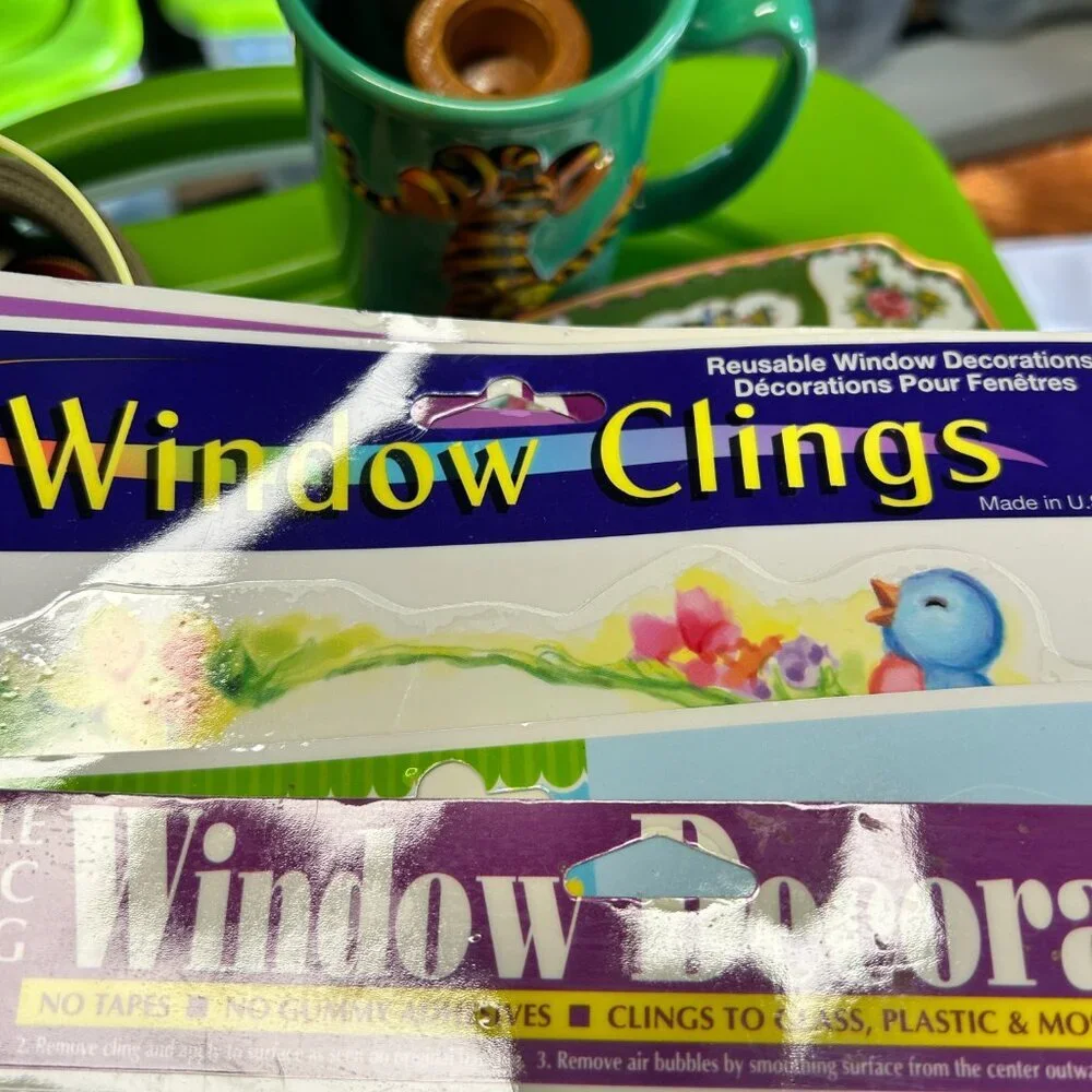 Vintage Easter Window Clings Lot of 7 Sheets Spring Vinyl Sticker