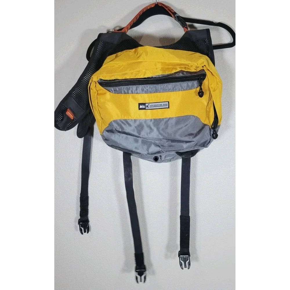 REI Adventure Dog Backpack Harness‎ Yellow Gray Pack Size Large L