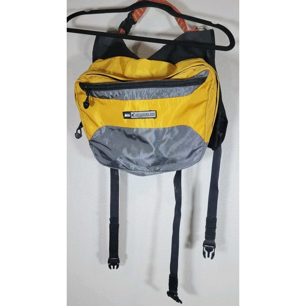 REI Adventure Dog Backpack Harness‎ Yellow Gray Pack Size Large L