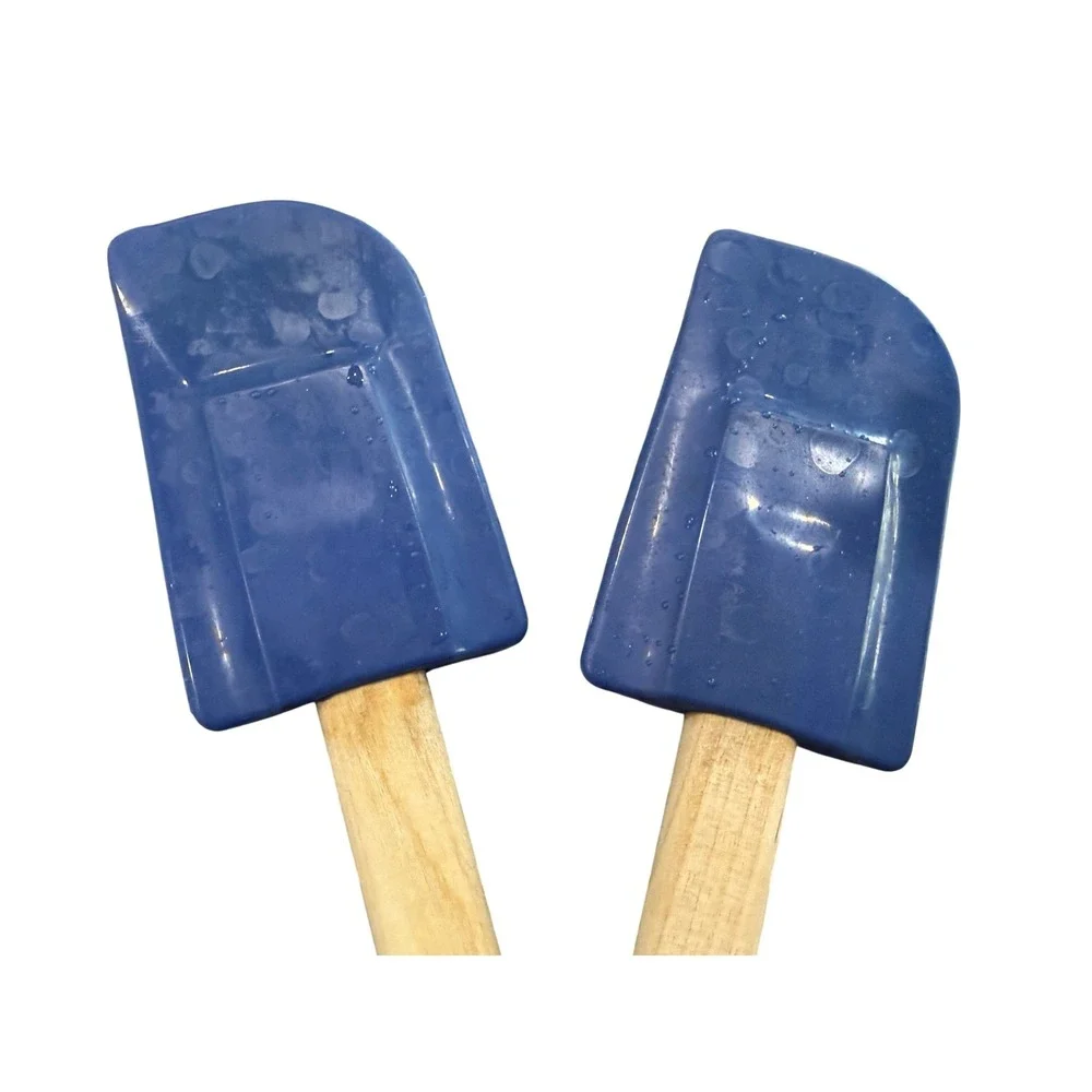 Le Creuset Blue Silicone Spatulas with Wood Handles Set of 2 Kitchen Tools