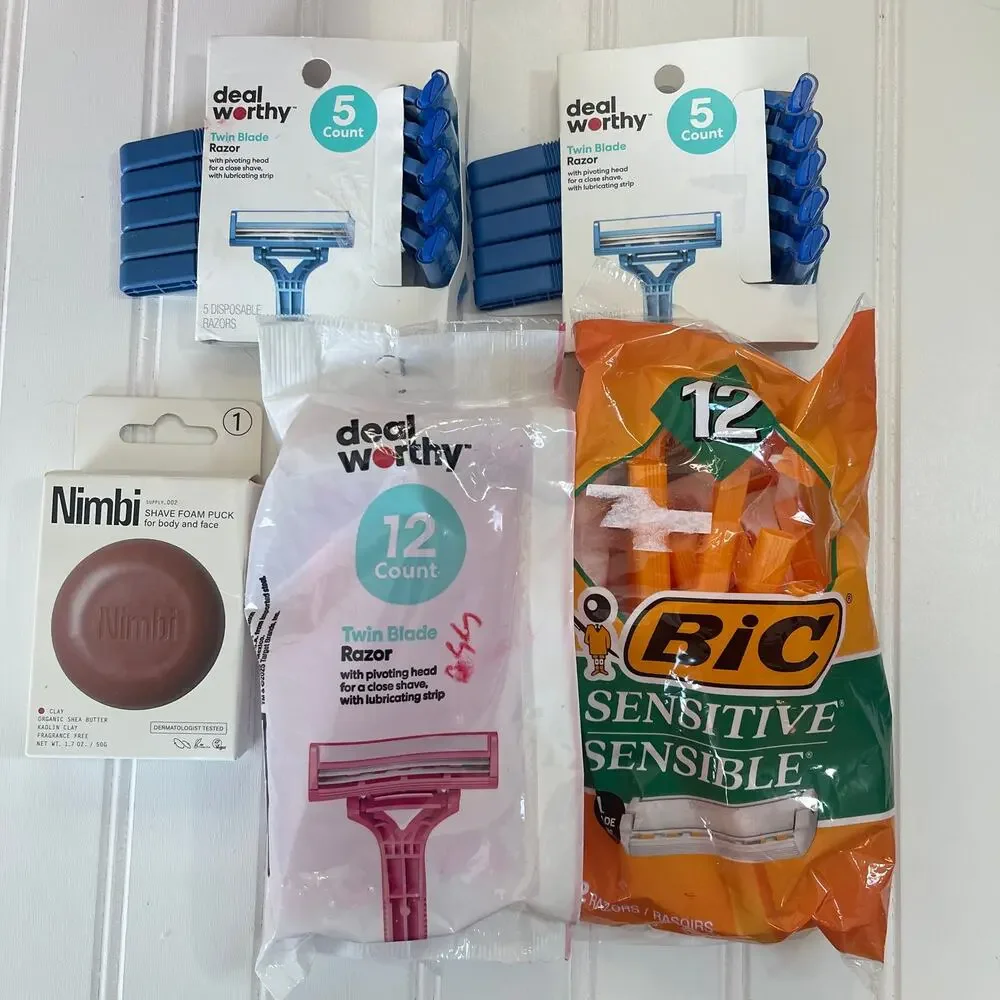 NEW NWT BIC & Deal Worthy Razors & Shave Puck Gift Travel Toiletries