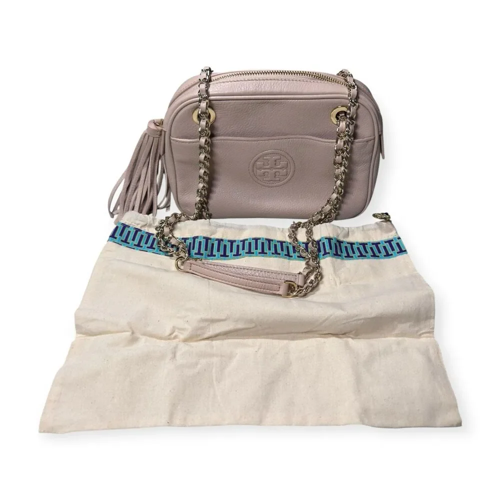Tory Burch Tan Leather Tassel Chain Shoulder Bag‎ w/ Dust Bag Western Boho Chic