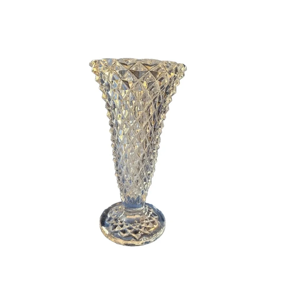 Vintage 6 Inch American Brilliant Heavy Cut Glass Vase Cut Crystal EUC