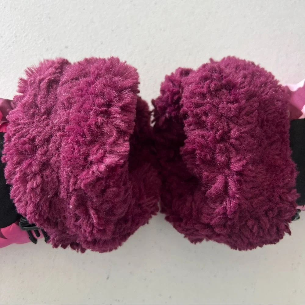 The North Face Girls Mossbud Swirl Mittens Floral Size XL Faux Fur Pink Lined