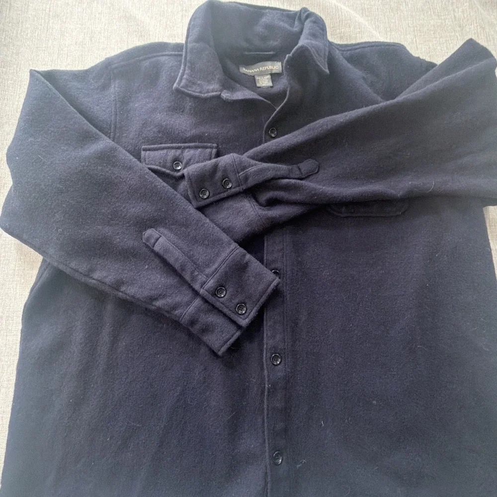 Vintage Wool Shacket Men's XL Banana Republic Navy Classic Y2K Utility Workwear