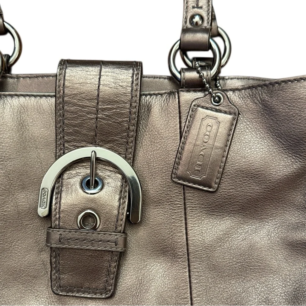 Coach Soho Buckle Hobo Bronze Metallic Leather Shoulder Bag F18751 Y2K
