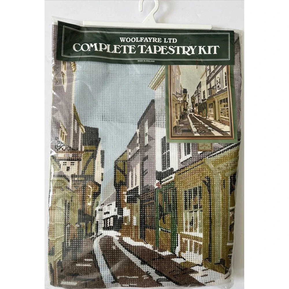 Woolfayre Ltd Street Scene 1297 Wool Yarn Tapestry Kit -England Made 31 cmx42 cm