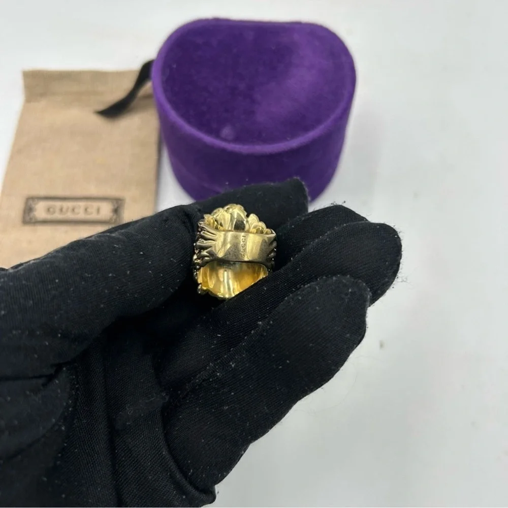 Unisex Gucci iconic Lionhead ring size large/8.5 made in Italy