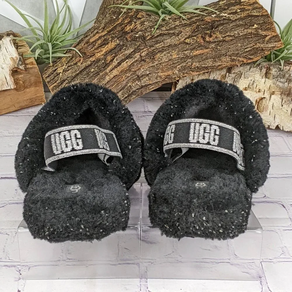 UGG Fluff Yeah Metallic Sparkle Slippers Slides
