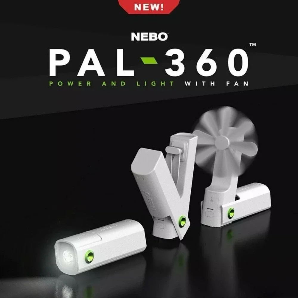 NEBO‎ PAL-360 Power Bank Light Fan USB-C Rechargeable New